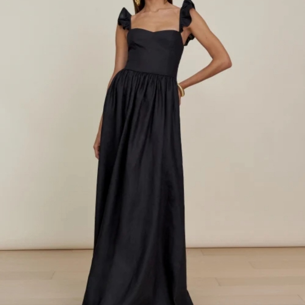NWT Reformation Vecchio Black Linen Maxi Dress Size 12